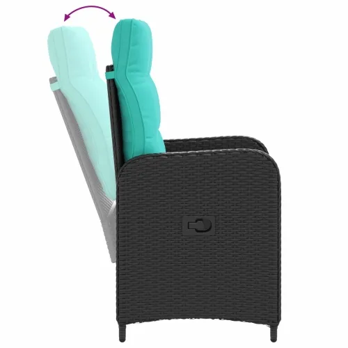 Vrtni set za objed 5 kom. Crna i Tirkizna poliratan - Tirkizna 4 sjedala 160 x 80 x 74 cm Cijena