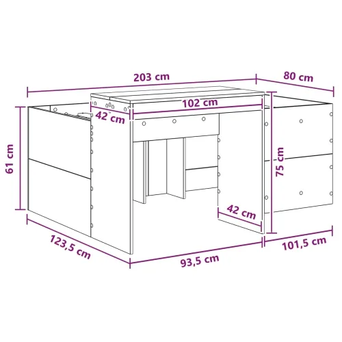 Krevet za djecu s visokim okvirom i stolom Dimljeni hrast - Dimljeni hrast 80 x 200 cm Cijena