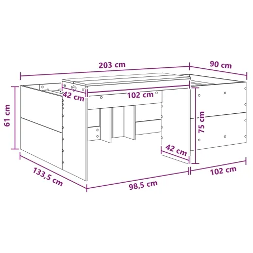 Krevet za djecu s visokim okvirom i stolom Betonska siva - Betonska siva 90 x 200 cm Cijena