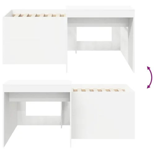 Krevet za djecu s visokim okvirom i stolom Bijela 80 x 160 cm - Bijela 80 x 160 cm Cijena