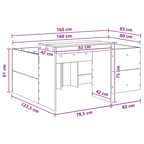 Krevet za djecu s visokim okvirom i stolom Bijela 80 x 160 cm - Bijela 80 x 160 cm Cijena