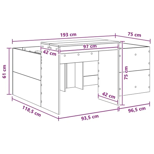 Krevet za djecu s visokim okvirom i stolom Bijela 75 x 190 cm - Bijela 75 x 190 cm Cijena