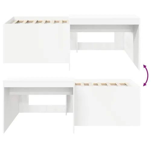Krevet za djecu s visokim okvirom i stolom Bijela 75 x 190 cm - Bijela 75 x 190 cm Cijena