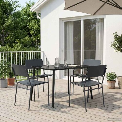 Blagovaonski set 5 kom. Antracit Čelik - 4 sjedala 110 x 80 x 71 cm Cijena