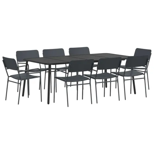 Blagovaonski set 9 kom. Antracit Čelik - 8 sjedala 200 x 100 x 71 cm Cijena