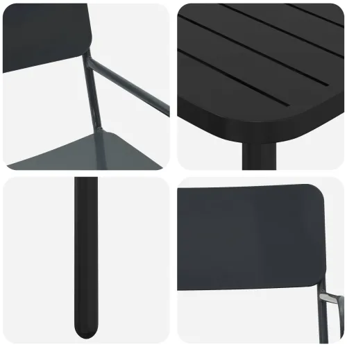 Blagovaonski set 9 kom. Antracit Čelik - 8 sjedala 200 x 100 x 71 cm Cijena