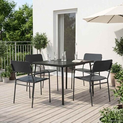 Blagovaonski set 5 kom. Antracit Čelik - 4 sjedala 110 x 80 x 72 cm Cijena