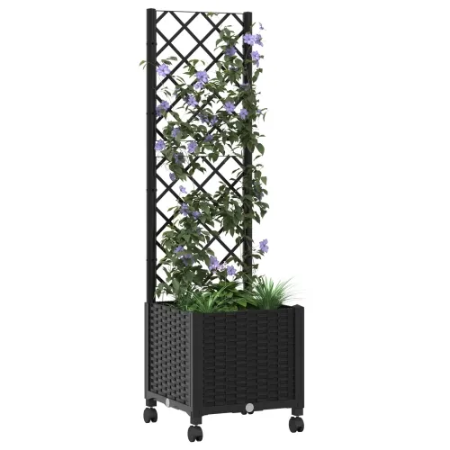 Vrtni saksija s rešetkom i kotačima Crna 40 x 40 x 146 cm PP - Crna 40 x 40 x 136 cm s kotačima Cijena