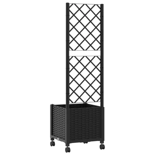 Vrtni saksija s rešetkom i kotačima Crna 40 x 40 x 146 cm PP - Crna 40 x 40 x 136 cm s kotačima Cijena
