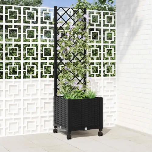 Vrtni saksija s rešetkom i kotačima Crna 40 x 40 x 146 cm PP - Crna 40 x 40 x 136 cm s kotačima Cijena