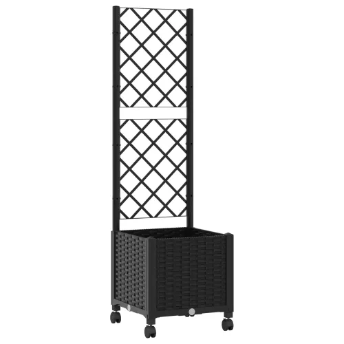 Vrtni saksija s rešetkom i kotačima Crna 40 x 40 x 146 cm PP - Crna 40 x 40 x 136 cm s kotačima Cijena