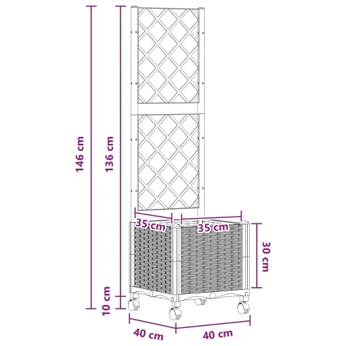 Vrtni saksija s rešetkom i kotačima Svjetlosiva PP - Svjetlosiva 40 x 40 x 136 cm s kotačima Cijena