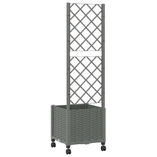 Vrtni saksija s rešetkom i kotačima Svjetlosiva PP - Svjetlosiva 40 x 40 x 136 cm s kotačima Cijena