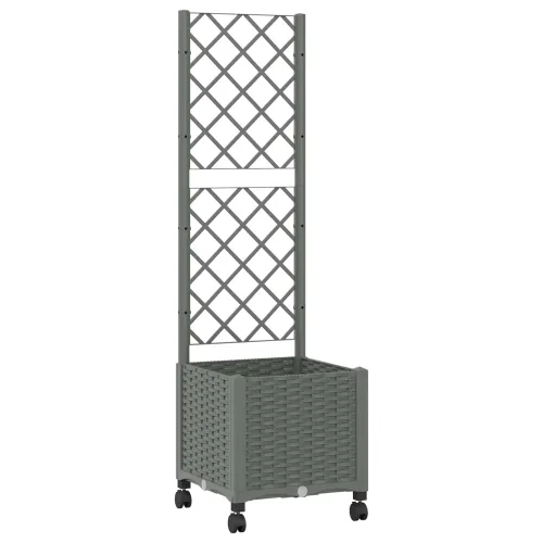 Vrtni saksija s rešetkom i kotačima Svjetlosiva PP - Svjetlosiva 40 x 40 x 136 cm s kotačima Cijena
