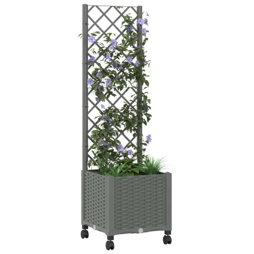 Vrtni saksija s rešetkom i kotačima Svjetlosiva PP - Svjetlosiva 40 x 40 x 136 cm s kotačima Cijena