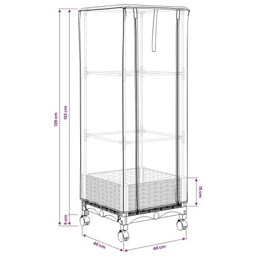 Vrtna saksija s pokrovom staklenika i kotačima Bijela PP - Bijela 40 x 40 x 123 cm s kotačima Cijena