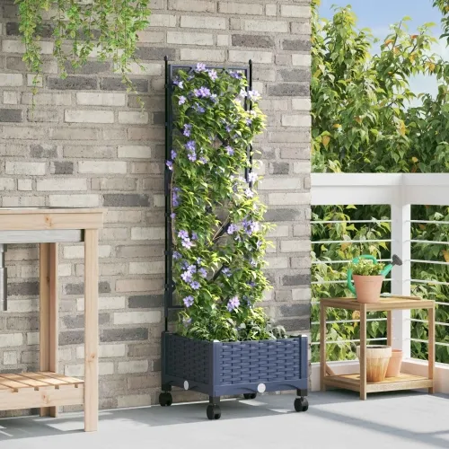 Vrtni saksija s rešetkom i kotačima Siva 40 x 40 x 131,5 cm PP - Siva 40 x 40 x 125,5 cm s kotačima Cijena