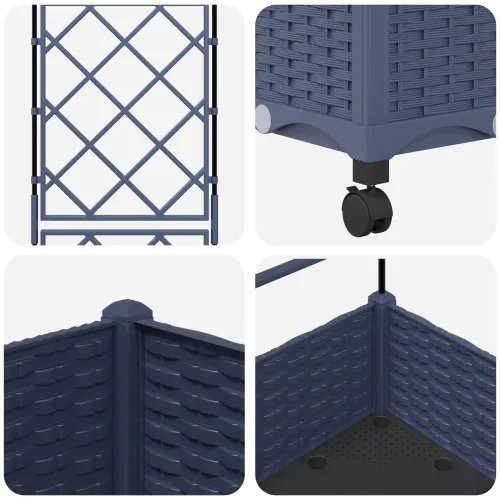 Vrtni saksija s rešetkom i kotačima Siva 40 x 40 x 131,5 cm PP - Siva 40 x 40 x 125,5 cm s kotačima Cijena