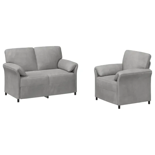Set sofe 2 kom. Svjetlosiva Baršun - Svjetlosiva 1-sjedalo (70 cm), 2-sjedalo (120 cm) Cijena