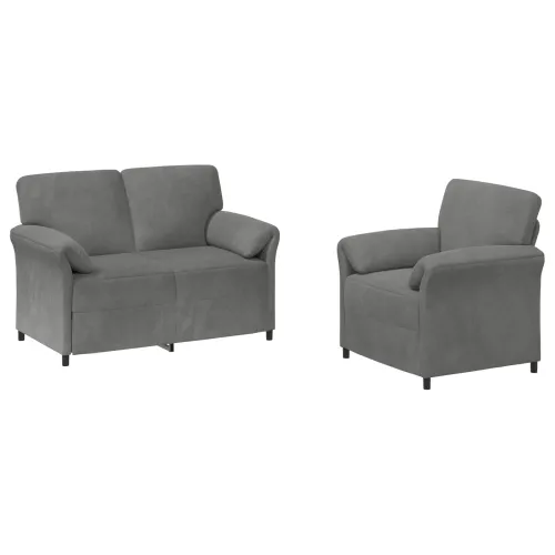 Set sofe 2 kom. Tamnosiva Baršun - Tamnosiva 1-sjedalo (70 cm), 2-sjedalo (120 cm) Cijena