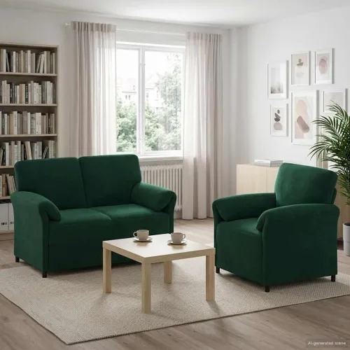 Set sofe 2 kom. Tamnozelena Baršun - Tamnozelena 1-sjedalo (70 cm), 2-sjedalo (120 cm) Cijena
