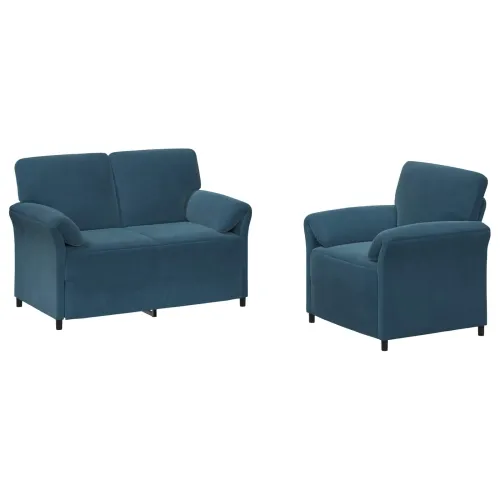 Set sofe 2 kom. Plava Baršun - Plava 1-sjedalo (70 cm), 2-sjedalo (120 cm) Cijena