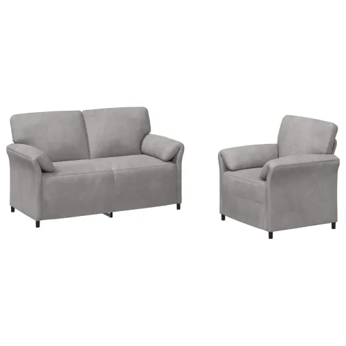 Set sofe 2 kom. Svjetlosiva Baršun - Svjetlosiva 1-Persona (70 cm), 2-Persona (140 cm) Cijena