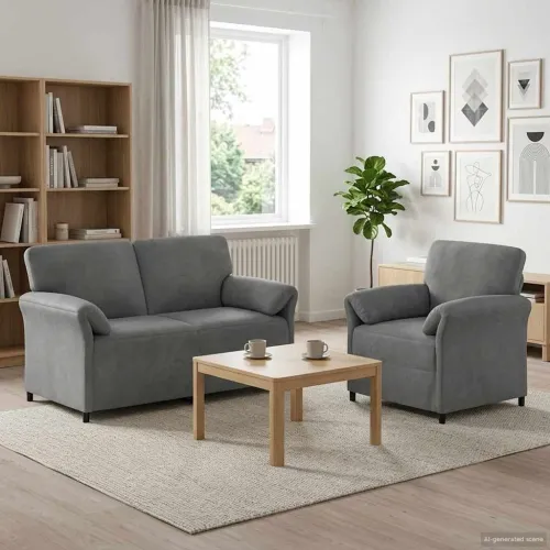 Set sofe 2 kom. Tamnosiva Baršun - Tamnosiva 1-Persona (70 cm), 2-Persona (140 cm) Cijena