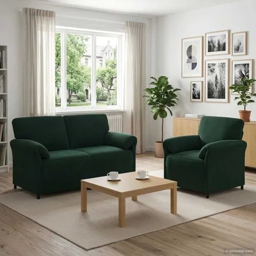 Set sofe 2 kom. Tamnozelena Baršun - Tamnozelena 1-Persona (70 cm), 2-Persona (140 cm) Cijena