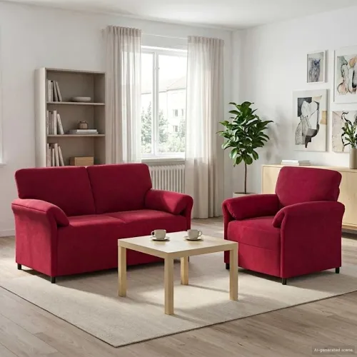 Set sofe 2 kom. Vinska crvena Baršun - boja crnog vina 1-Persona (70 cm), 2-Persona (140 cm) Cijena