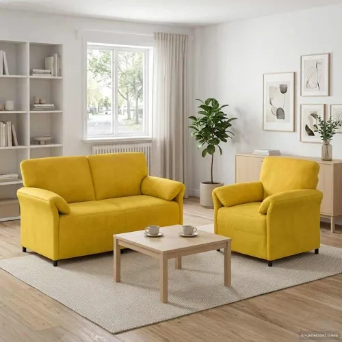 Set sofe 2 kom. Žuta Baršun - Žuta 1-Persona (70 cm), 2-Persona (140 cm) Cijena