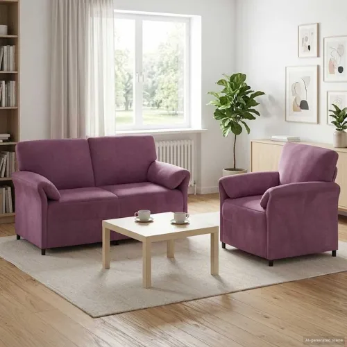 Set sofe 2 kom. Ljubičasta Baršun - Ljubičasta 1-Persona (70 cm), 2-Persona (140 cm) Cijena