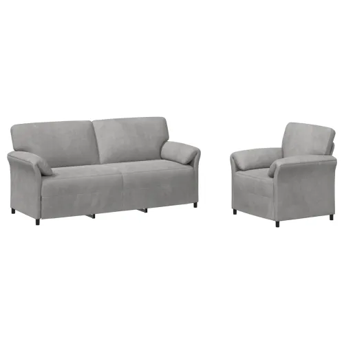 Set sofe 2 kom. Svjetlosiva Baršun - Svjetlosiva 1-sjedalo (70 cm), 3-sjedalo (180 cm) Cijena