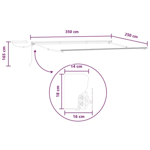 Solarna električna tenda 3,5 x 2,5 m - 3,5 x 2,5 m Antracit Svijetlosive i bijele pruge Cijena