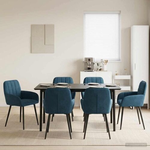 Trpezarijske stolice 6 kom. Baršun Plava 57 x 50 x 85 cm - Plava 6 Cijena