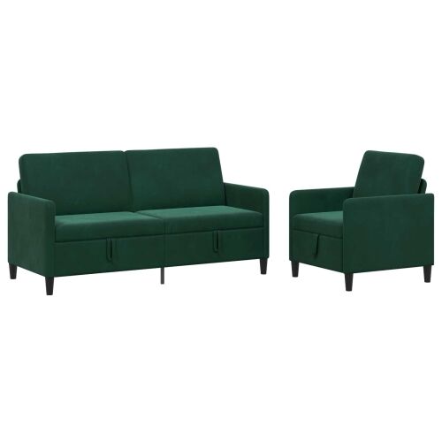 Set sofe s pohranom 2 kom. Tamnozelena Poliester - Tamnozelena Jednostruka + Trostruka (160 cm) Cijena