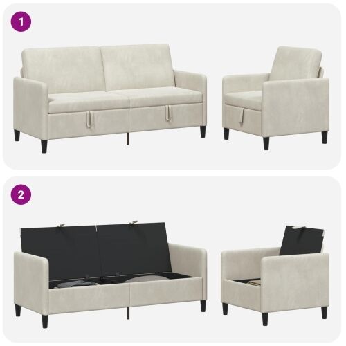 Set sofe s pohranom 2 kom. Krem Poliester - Krem Jednostruka + Trostruka (160 cm) Cijena