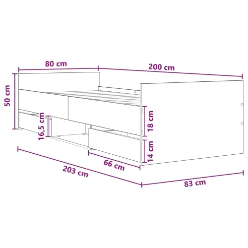 Okvir za krevet s ladicama Hrast sonoma Konstruirano drvo - Hrast sonoma 80 x 200 cm Cijena