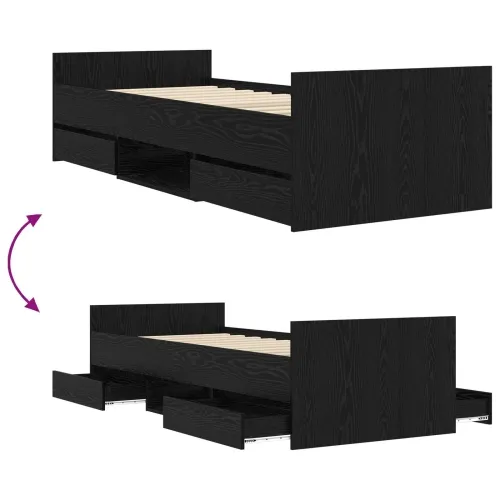 Okvir za krevet s ladicama Crni hrast Konstruirano drvo - Crni hrast 80 x 200 cm Cijena