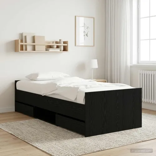 Okvir za krevet s ladicama Crni hrast Konstruirano drvo - Crni hrast 80 x 200 cm Cijena