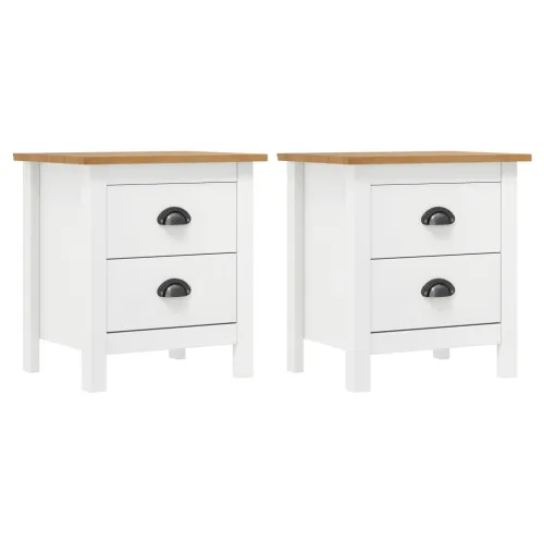 Noćni ormarić Hill 2 kom bijeli 46x35x49,5 cm masivna borovina - Bijela i smeđa 2 Cijena