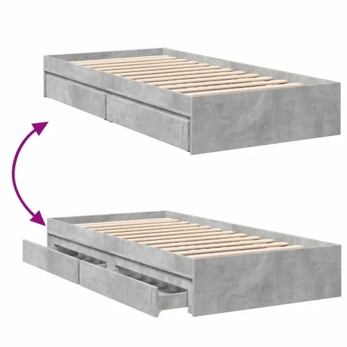 Okvir kreveta s pohranom s ladicama Betonska siva 80 x 200 cm - Betonska siva 80 x 200 cm Cijena