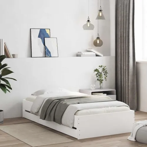 Okvir kreveta s pohranom s ladicama Bijela Konstruirano drvo - Bijela 80 x 200 cm Cijena