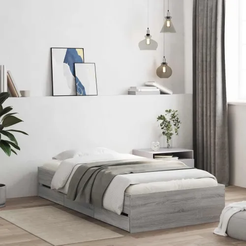 Okvir kreveta s pohranom Betonska siva Konstruirano drvo - Betonska siva 80 x 200 cm Cijena