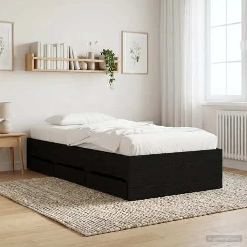 Okvir kreveta s pohranom Crni hrast Konstruirano drvo - Crni hrast 80 x 200 cm Cijena