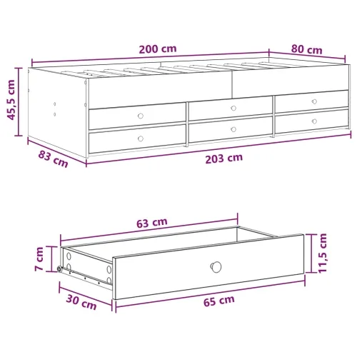 Okvir kreveta s pohranom s ladicama Betonska siva 80 x 200 cm - Betonska siva 80 x 200 cm Cijena