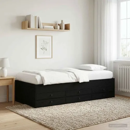 Okvir kreveta s pohranom s ladicama Crni hrast 80 x 200 cm - Crni hrast 80 x 200 cm Cijena