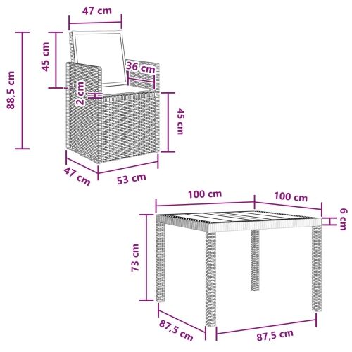 Vrtni set za objed 3 kom. Antracit PP - Antracit 2 Cijena