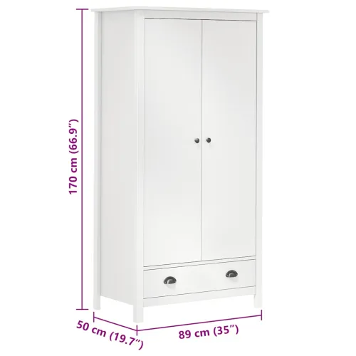 Dvokrilni ormar Hill bijeli 89 x 50 x 170 cm masivna borovina - Bijela 1 1 Cijena