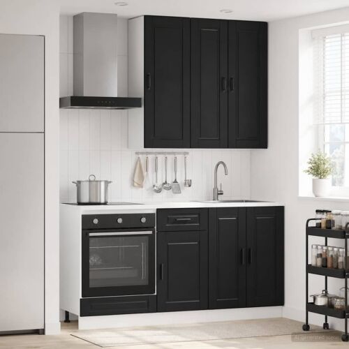 Kuhinjska jedinica PORTO 5 kom. Crna Konstruirano drvo - Crna 100 cm Cijena